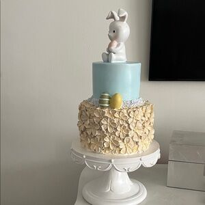 Easter Bunny Cake Topper with Blue and Cream Accents